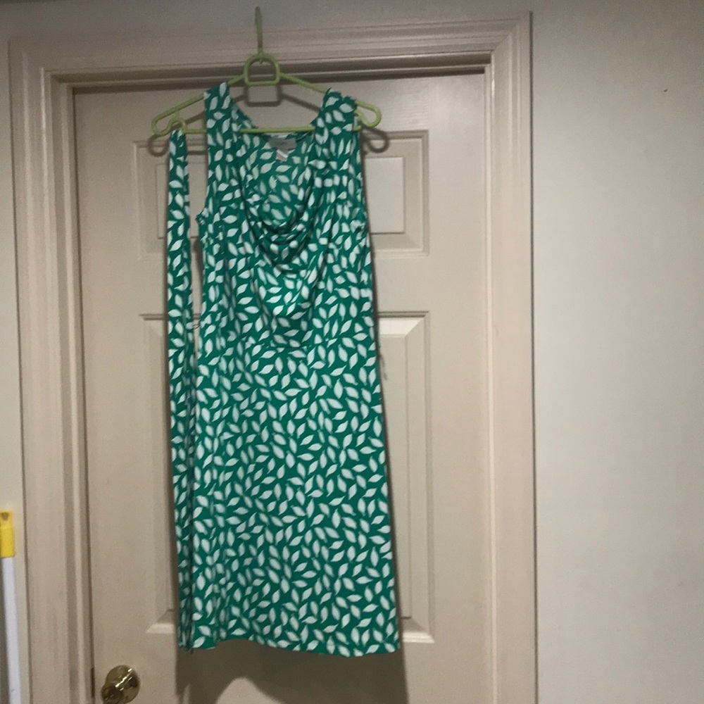 Green and white dress